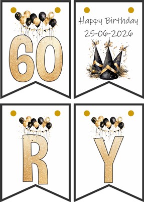 Personalised Bunting : Birthday Black and Gold